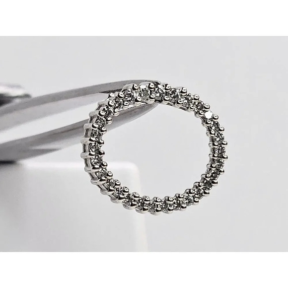 Vintage 14K White Gold Oval Diamond Halo Pendant - .50 CTTW